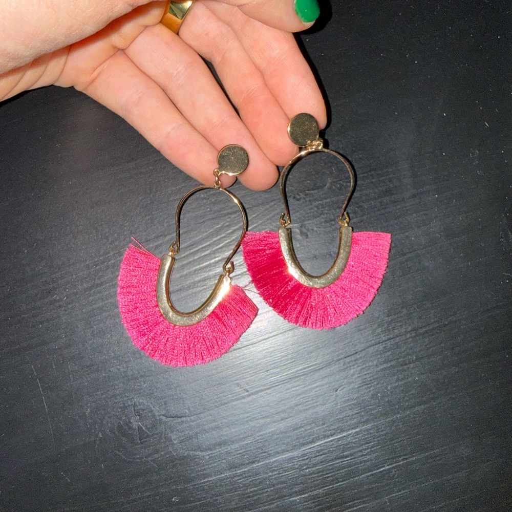 Altar'd State Vibrant Pink Fringe Earrings